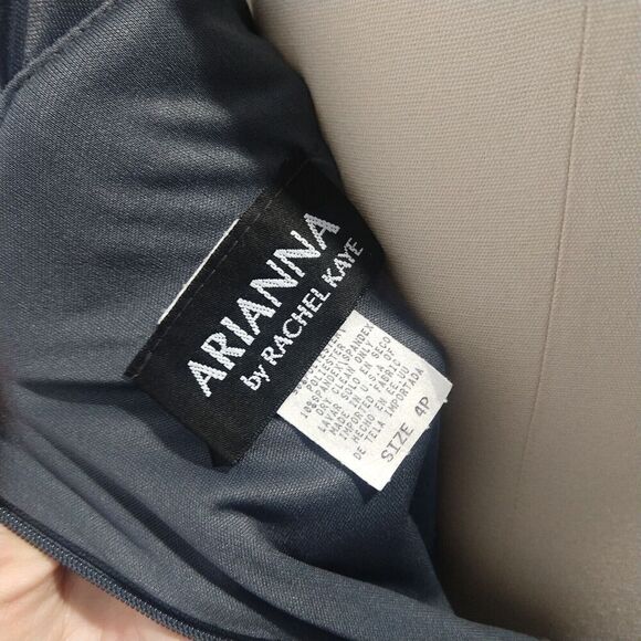 Vintage 90s Velvet Prom Dress Size 4P Gray Glitter Sparkle Sleeveless Stretch - Picture 12 of 13